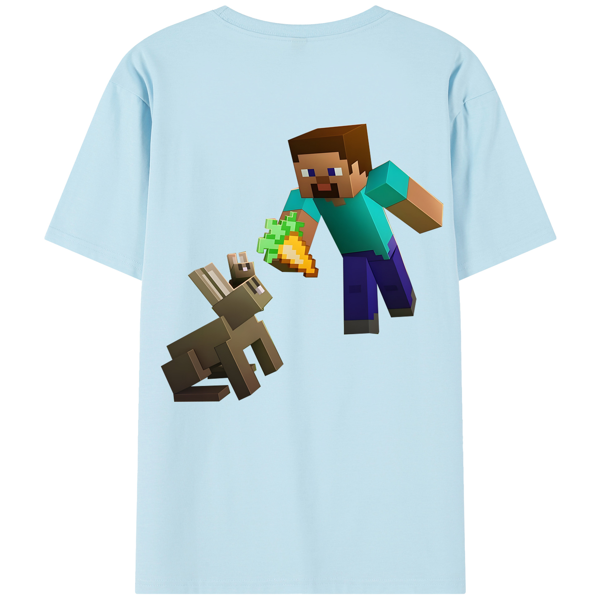 （画像用） マインクラフト ブロックの世界 Minecraft MC Block world 綿100％半袖Tシャツ（背面プリント）